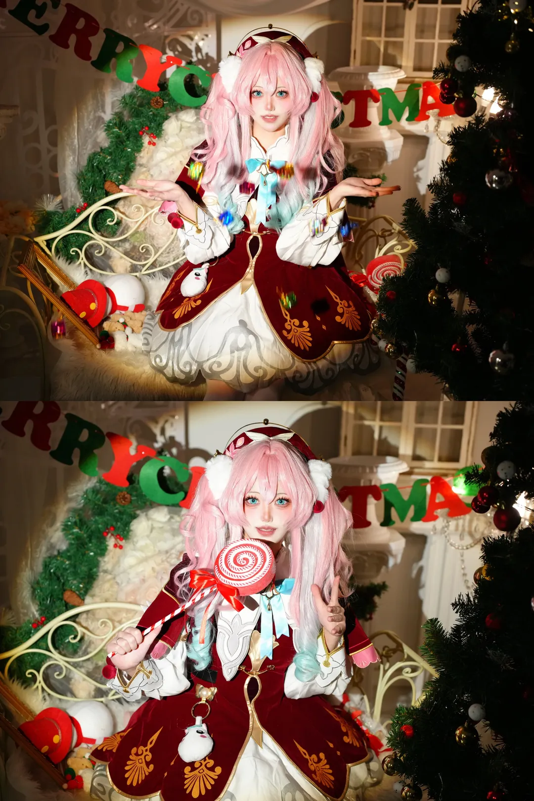 崩壊：スターレイル, ヒアシンシア コスプレ, コスプレシェア, クリスマス写真, 白ニーソコーデ - 2枚目