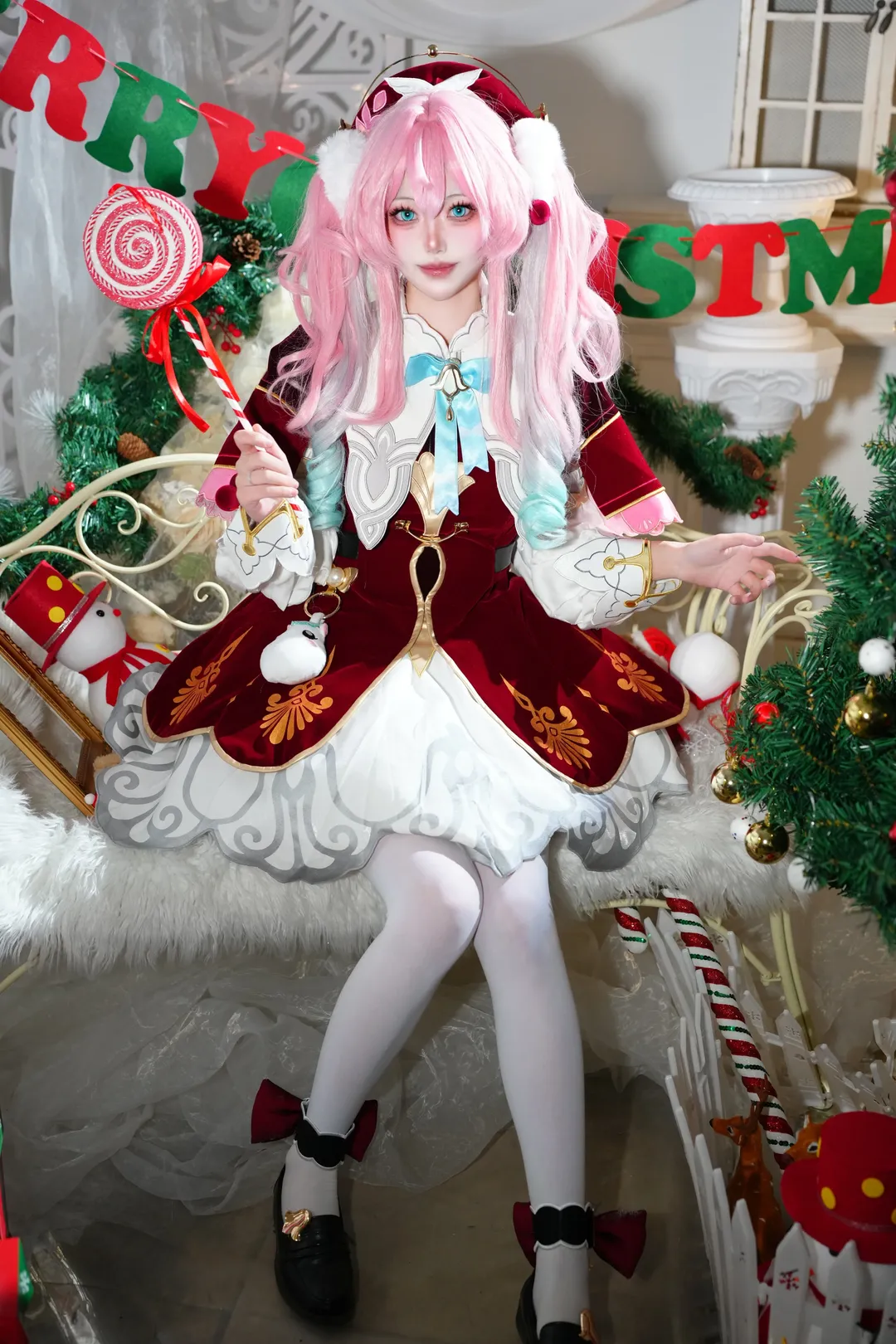 崩壊：スターレイル, ヒアシンシア コスプレ, コスプレシェア, クリスマス写真, 白ニーソコーデ - 3枚目