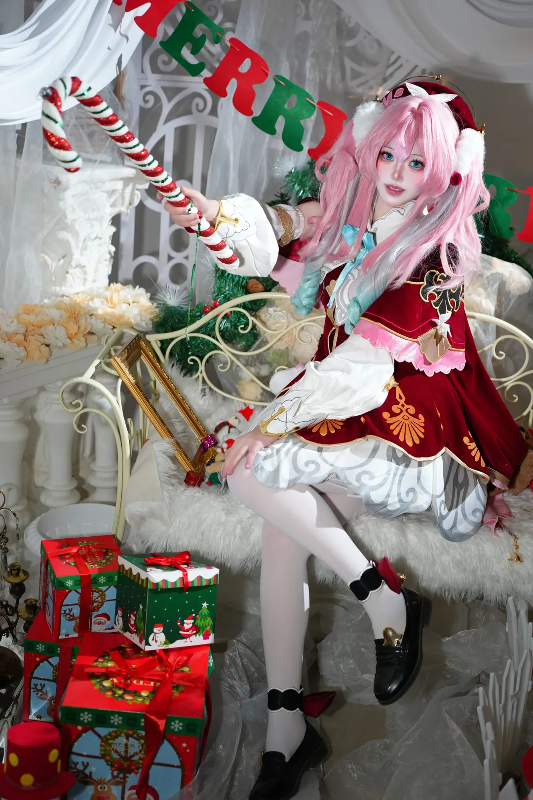 崩壊：スターレイル, ヒアシンシア コスプレ, コスプレシェア, クリスマス写真, 白ニーソコーデ - 5枚目