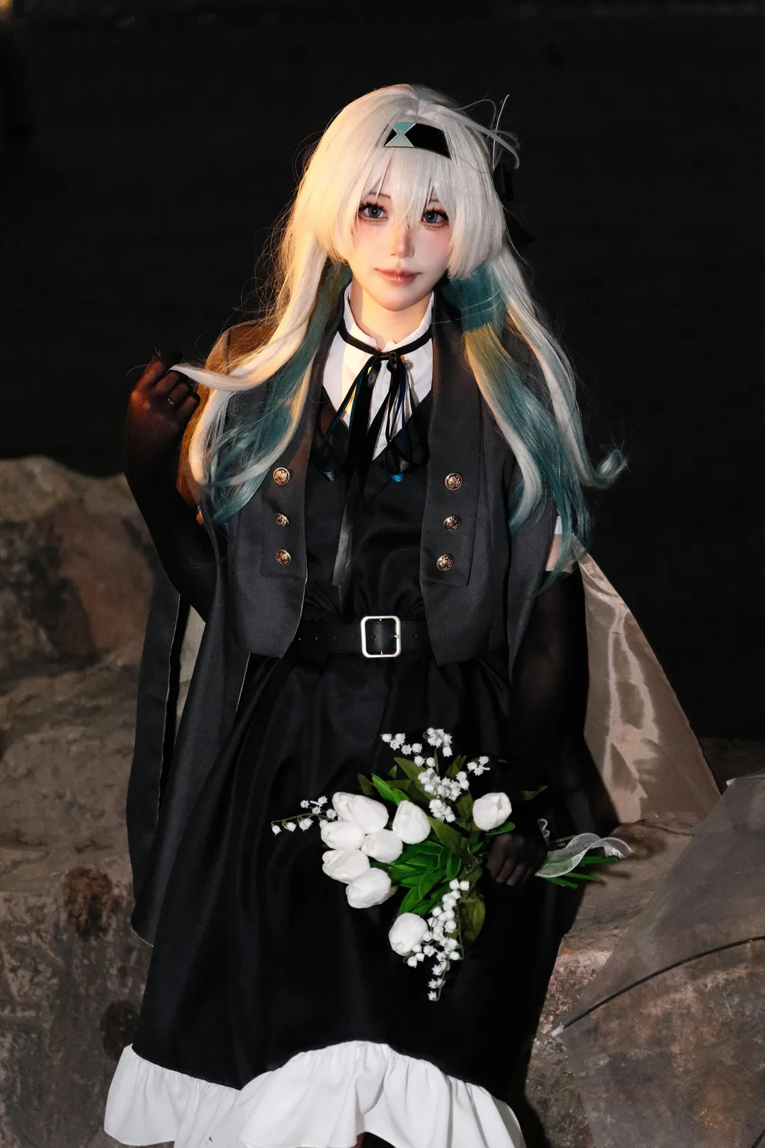 崩壊：スターレイル, ホタル コスプレ, 夜景ポートレート, コスプレ撮影, 白青の髪色