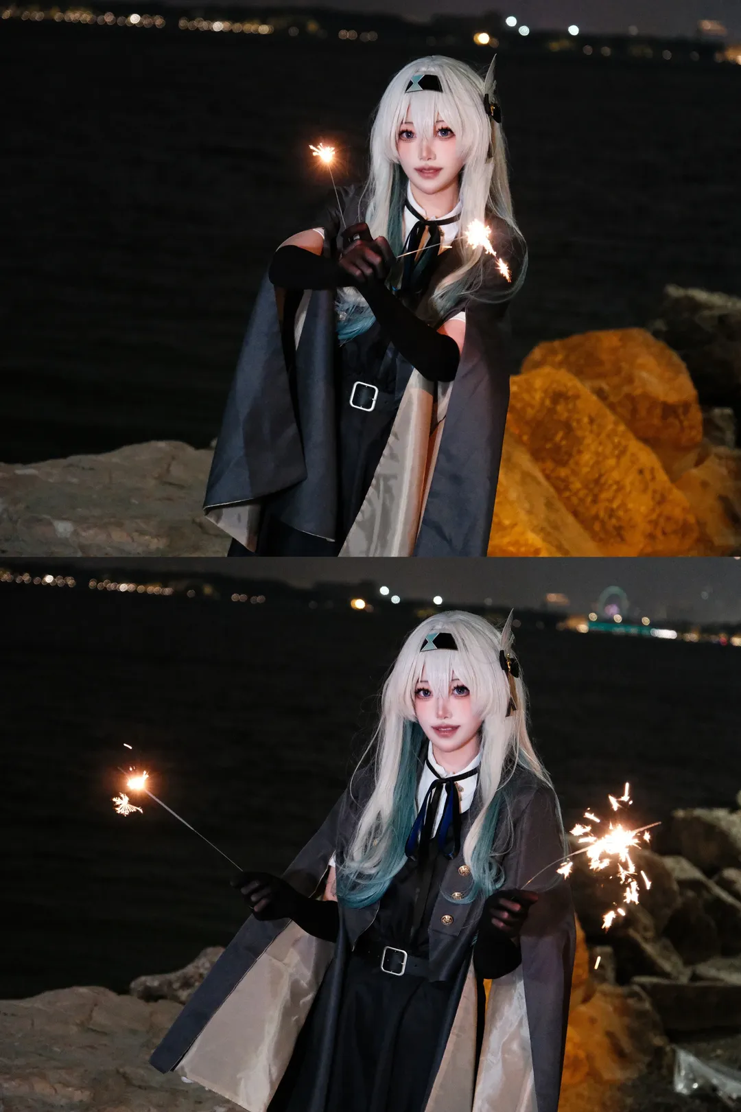 崩坏星穹铁道, 流萤cos, 夜景人像, cosplay摄影, 白青发色 - 第3张