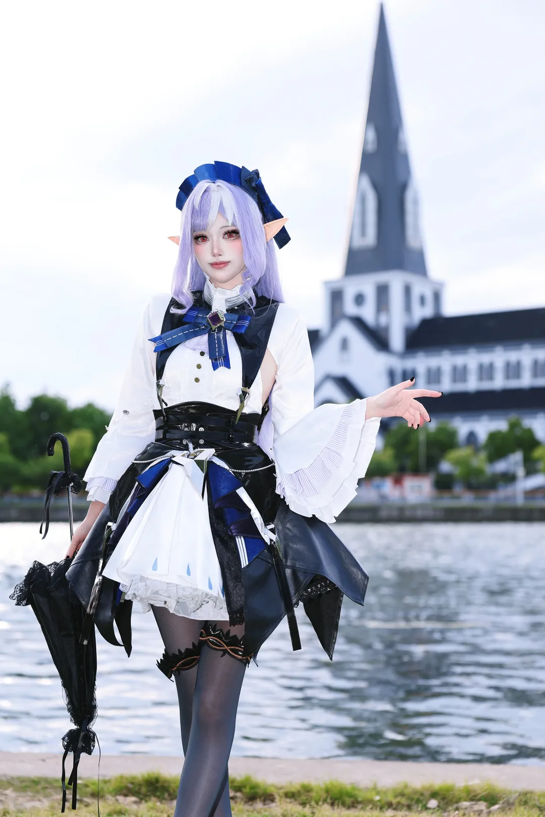 ゼンレスゾーンゼロ, ビビアン コスプレ, ロケーション撮影, エルフ耳コーデ, 黒タイツ - 3枚目