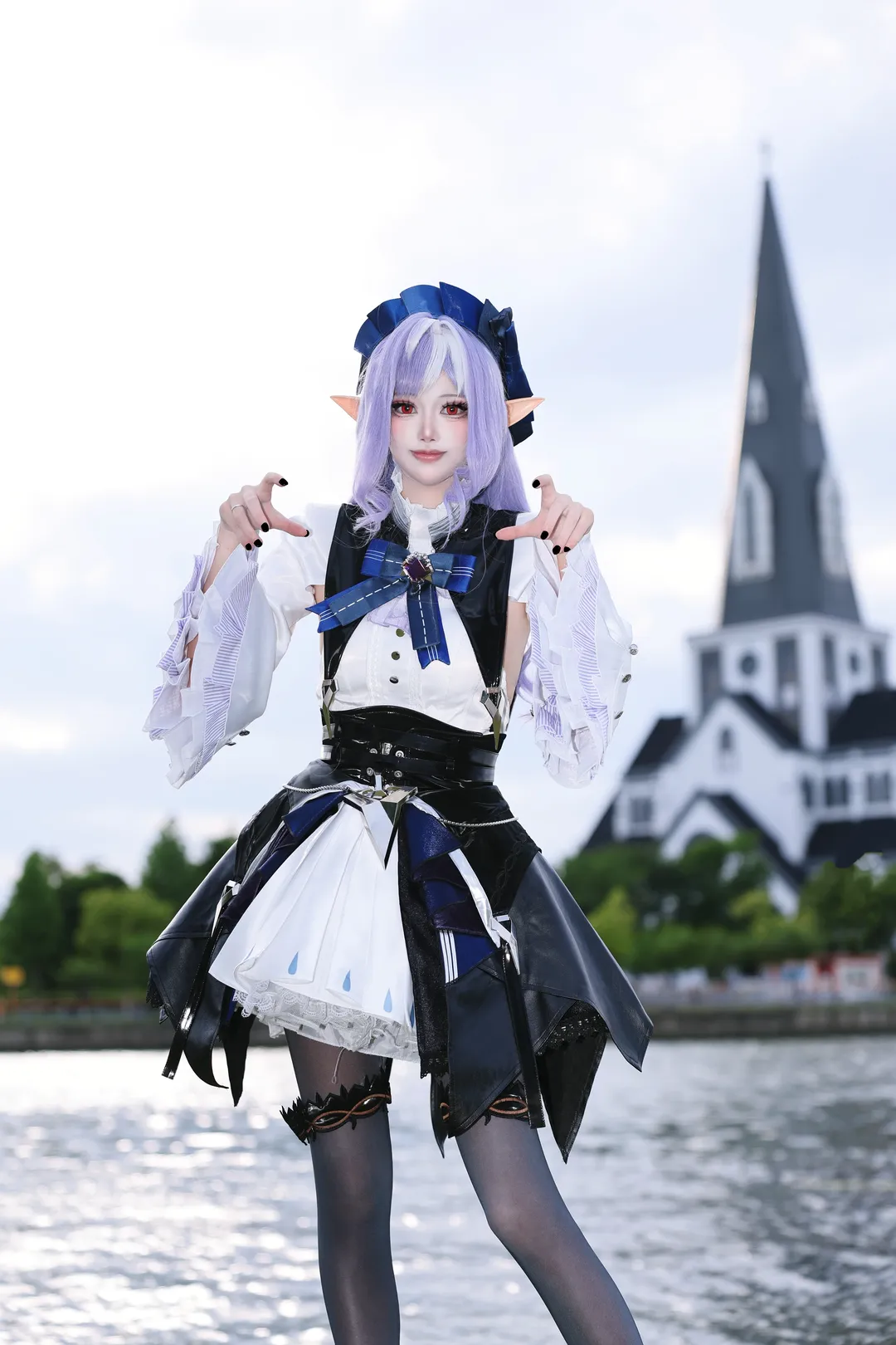 ゼンレスゾーンゼロ, ビビアン コスプレ, ロケーション撮影, エルフ耳コーデ, 黒タイツ - 5枚目