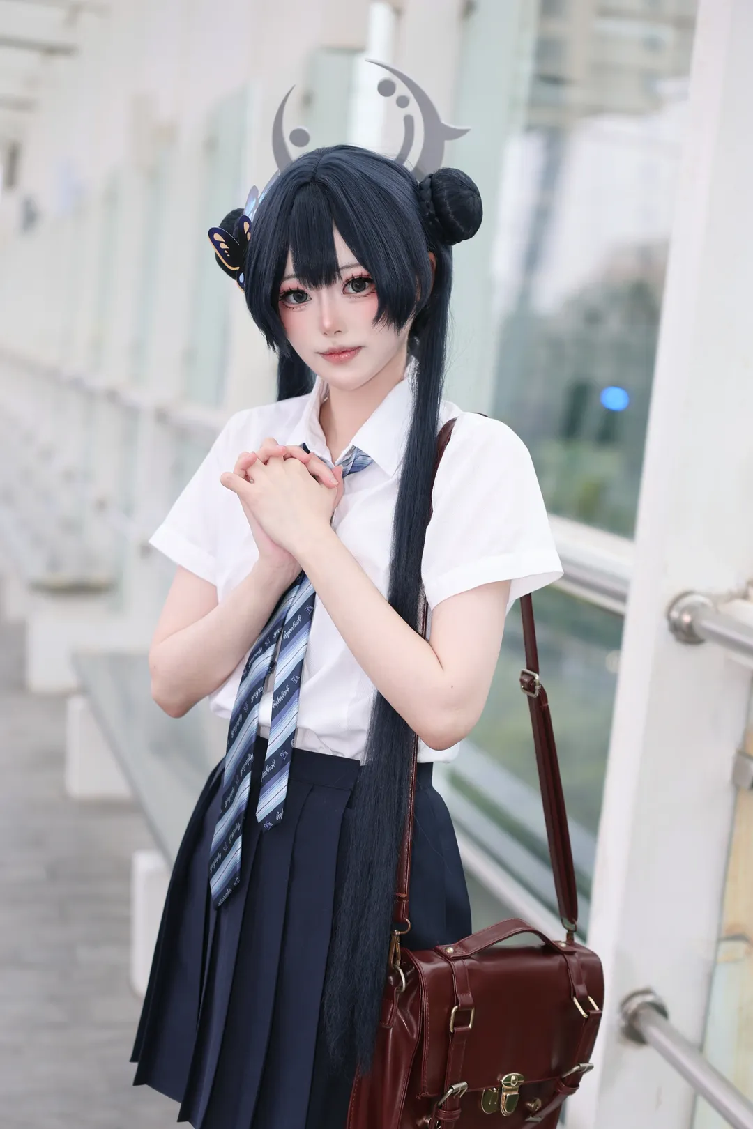 ロールプレイ, ブルーアーカイブ, キサキ コスプレ, JK制服, 白ストッキング - 4枚目
