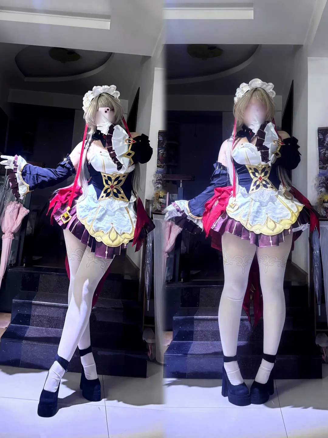 Sandrone Cosplay, Genshin Impact, Maid outfit, White thigh-highs outfit, Cosplay fitting - Image 1