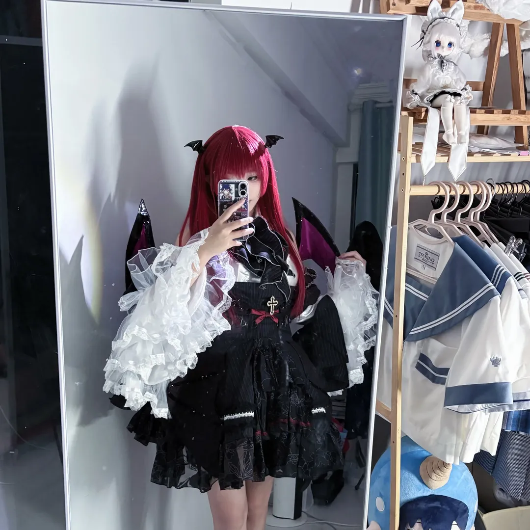 哥特风, 小恶魔, 红发假发, 蝙蝠翅膀, 东方project cos