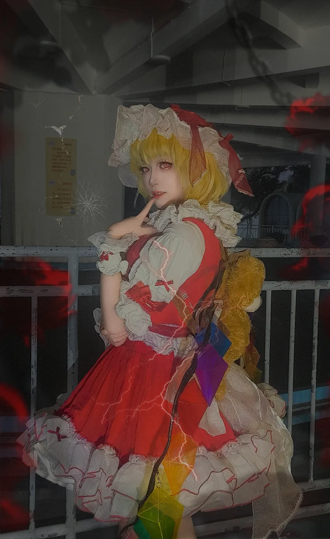 东方project, 芙兰朵露cos, 暗黑风, 万圣节cos, 吊带袜