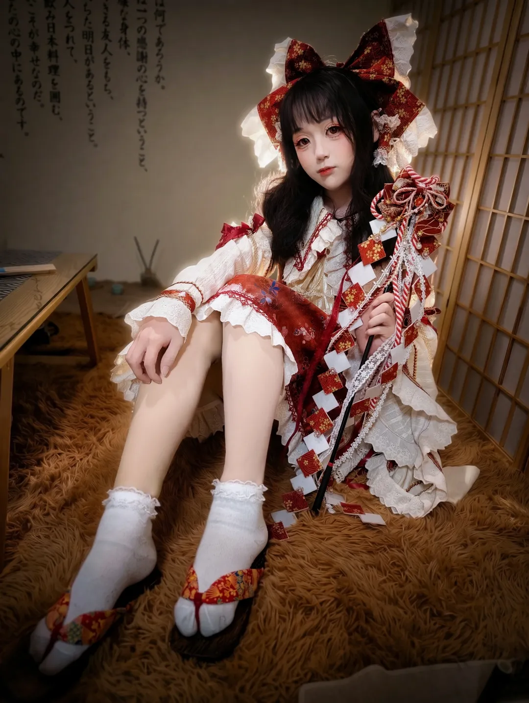 博丽灵梦cos, 东方project, 巫女装, 和风cosplay, 白丝cos