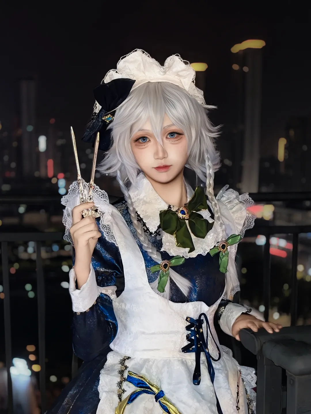 cosplay, 东方project, 十六夜咲夜cos, 女仆装cos, 夜景写真