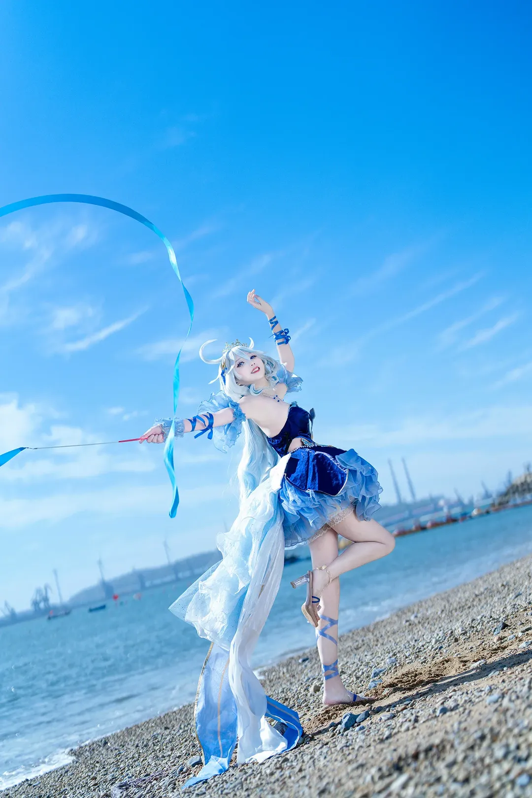 Genshin Impact, Anime-style photography, Furina cosplay, Focalors cosplay, Seaside location shoot - Image 1