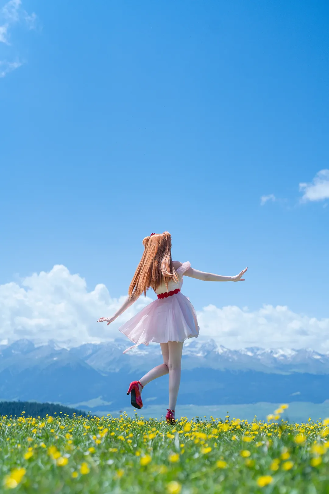 二次元摄影, 明日香cos, 新世纪福音战士, 雪山外景, 白色丝袜 - 第2张