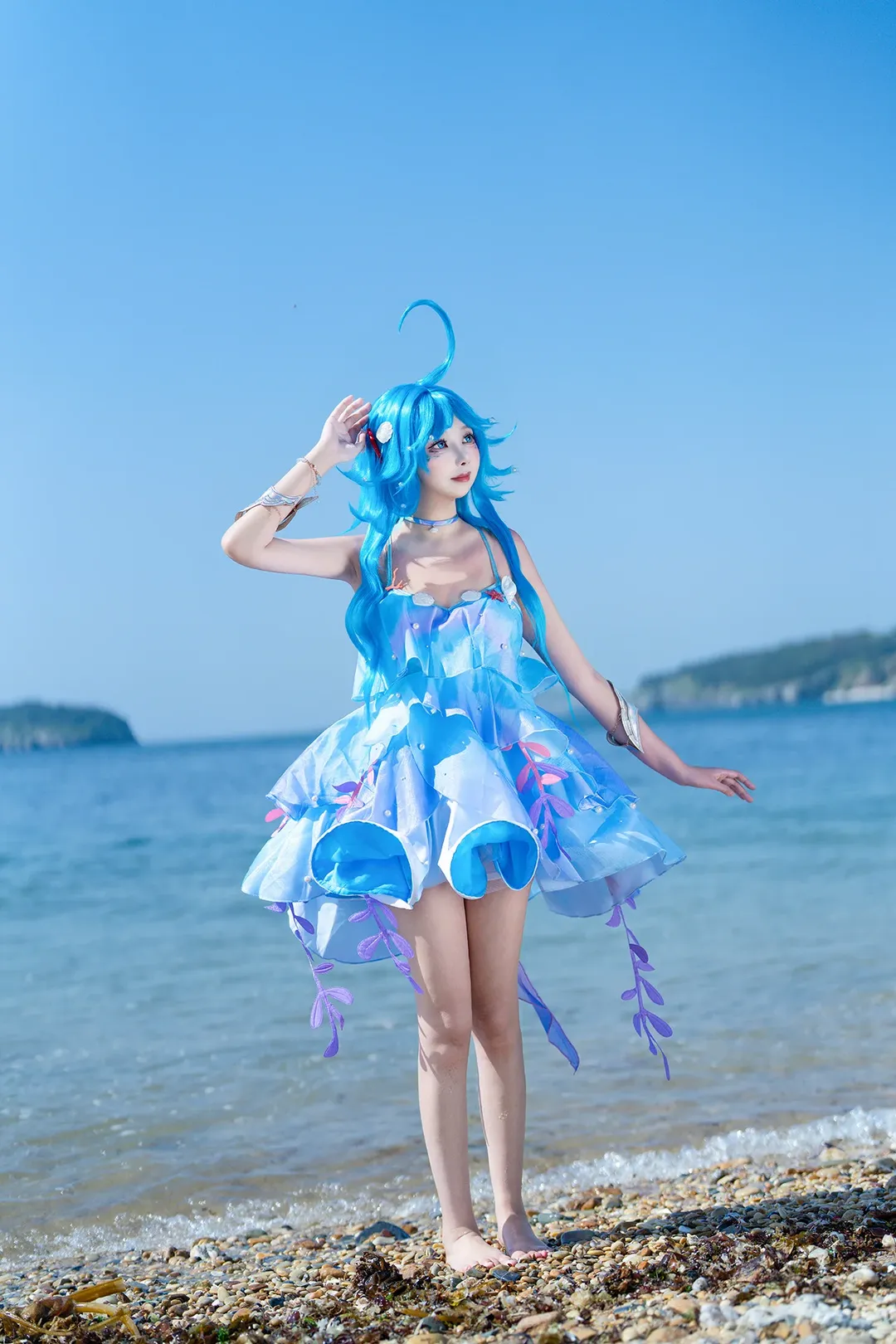 王者荣耀, 二次元cosplay, 蓝色系, 朵莉亚cos, 海边cos - 第1张