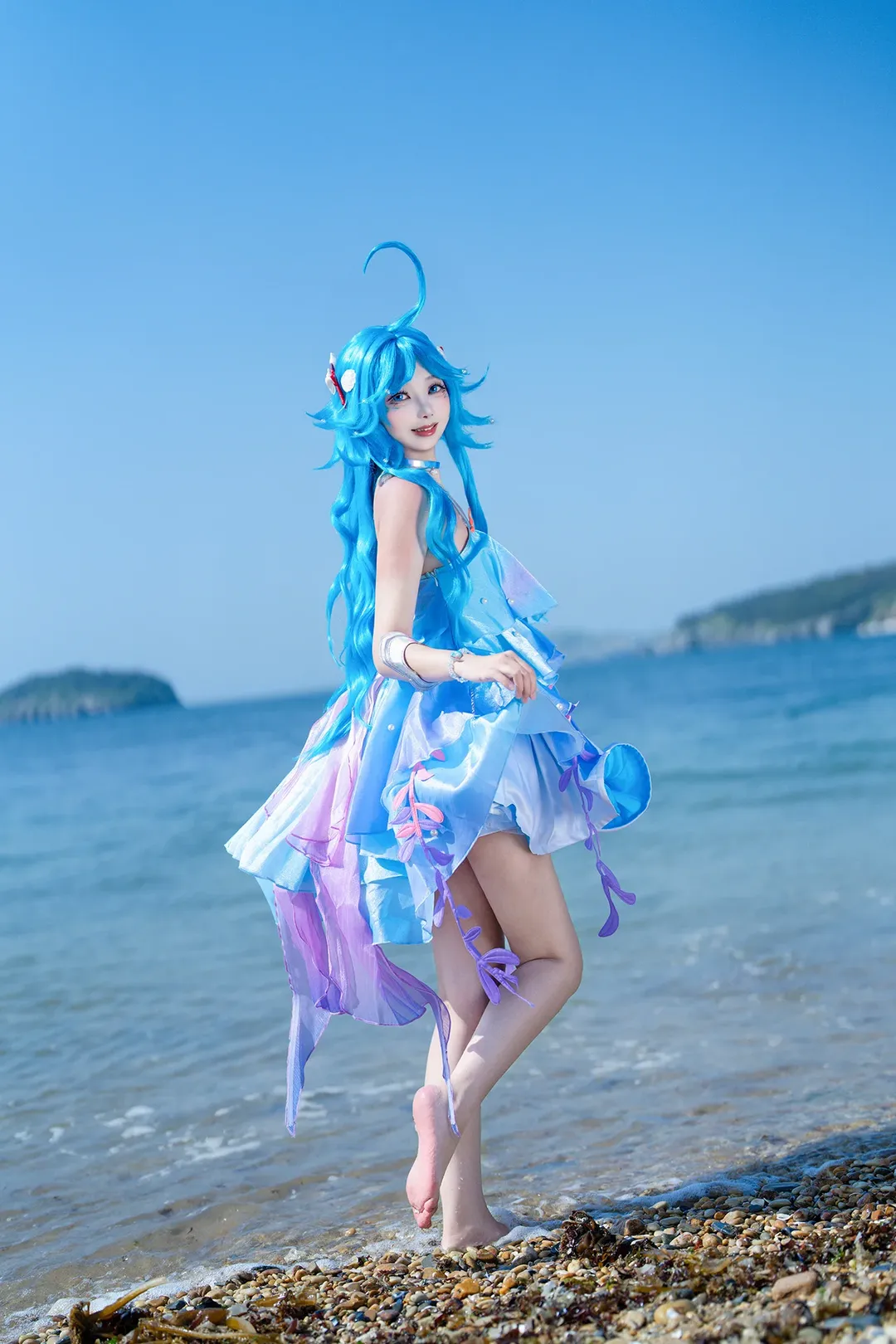 王者荣耀, 二次元cosplay, 蓝色系, 朵莉亚cos, 海边cos - 第2张