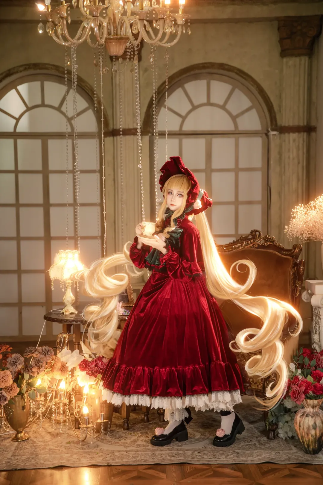 cosplay摄影, 蔷薇少女, 真红cos, 复古洛丽塔, 天鹅绒裙装 - 第2张