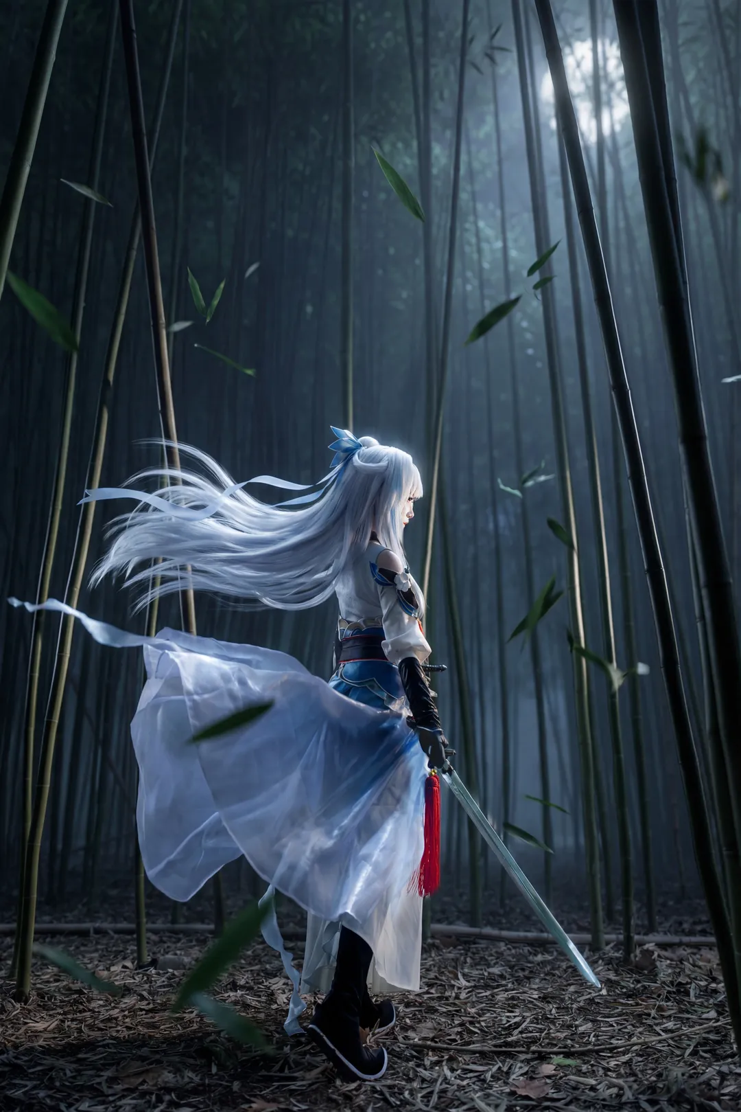 Honkai: Star Rail, Traditional style cosplay, Jingliu cosplay, Bamboo forest photography, Xianxia style