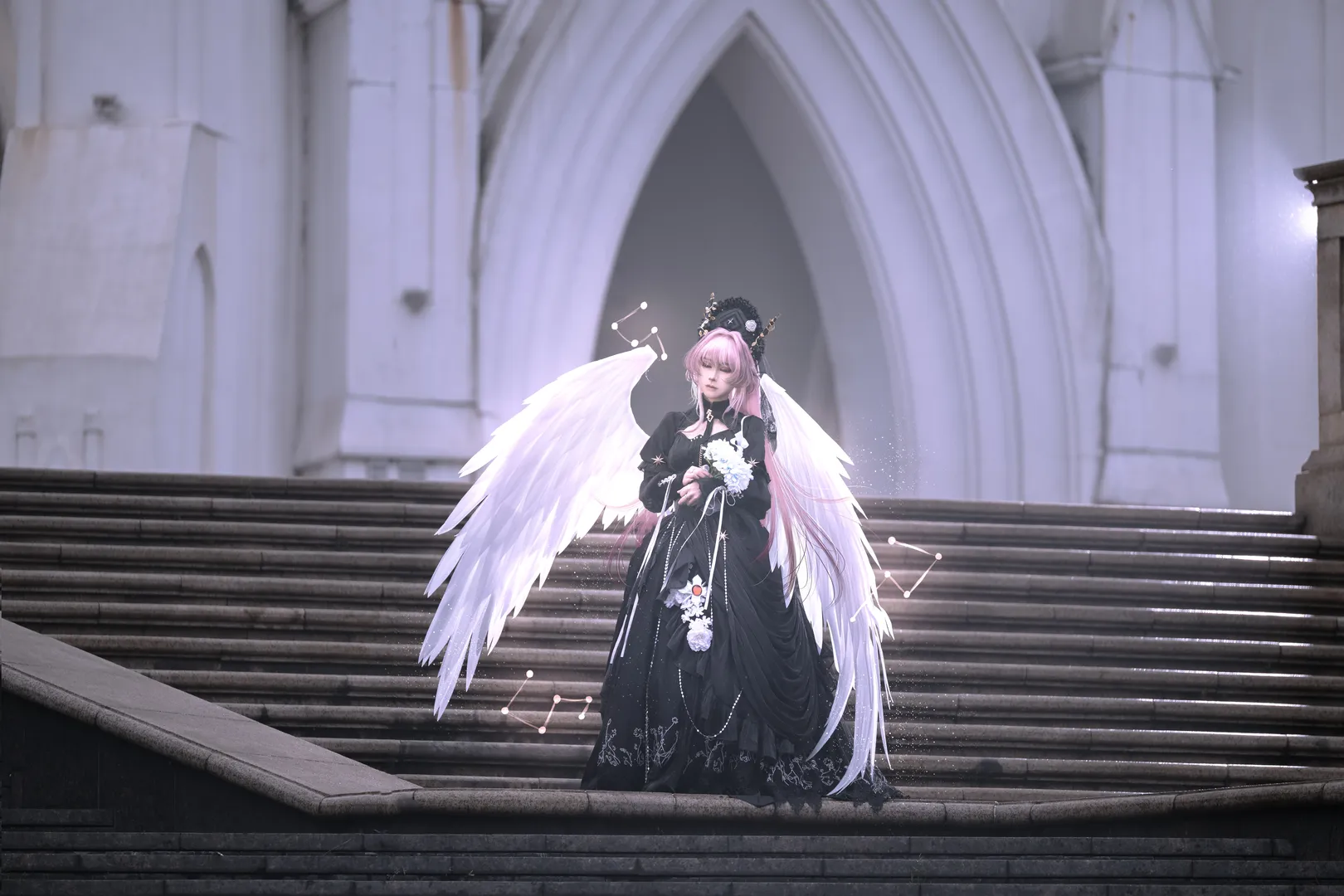 明日方舟, Cosplay分享, 特蕾西娅cos, 哥特风摄影, 魔王追悼 - 第3张