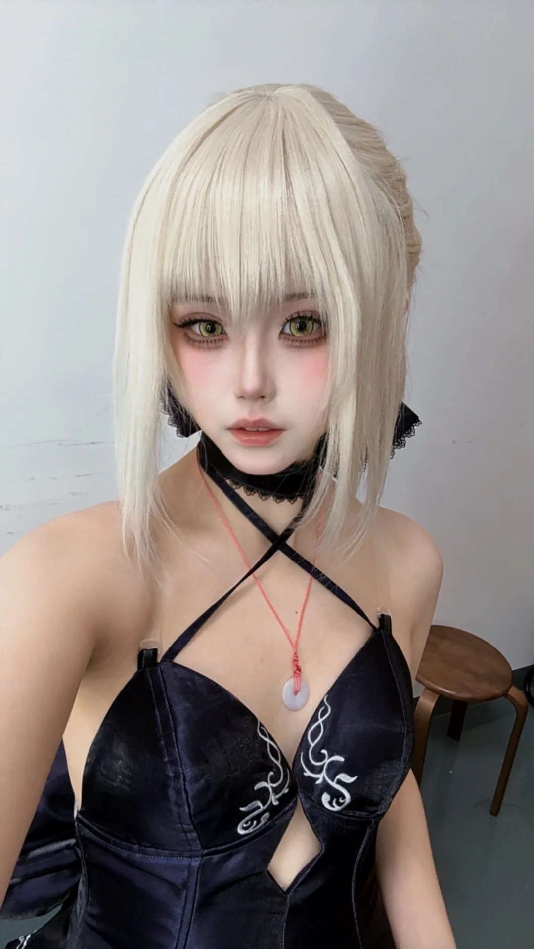 Fate/Grand Order, 阿尔托莉雅cos, 白毛假发, cos妆面记录, 绿瞳妆容