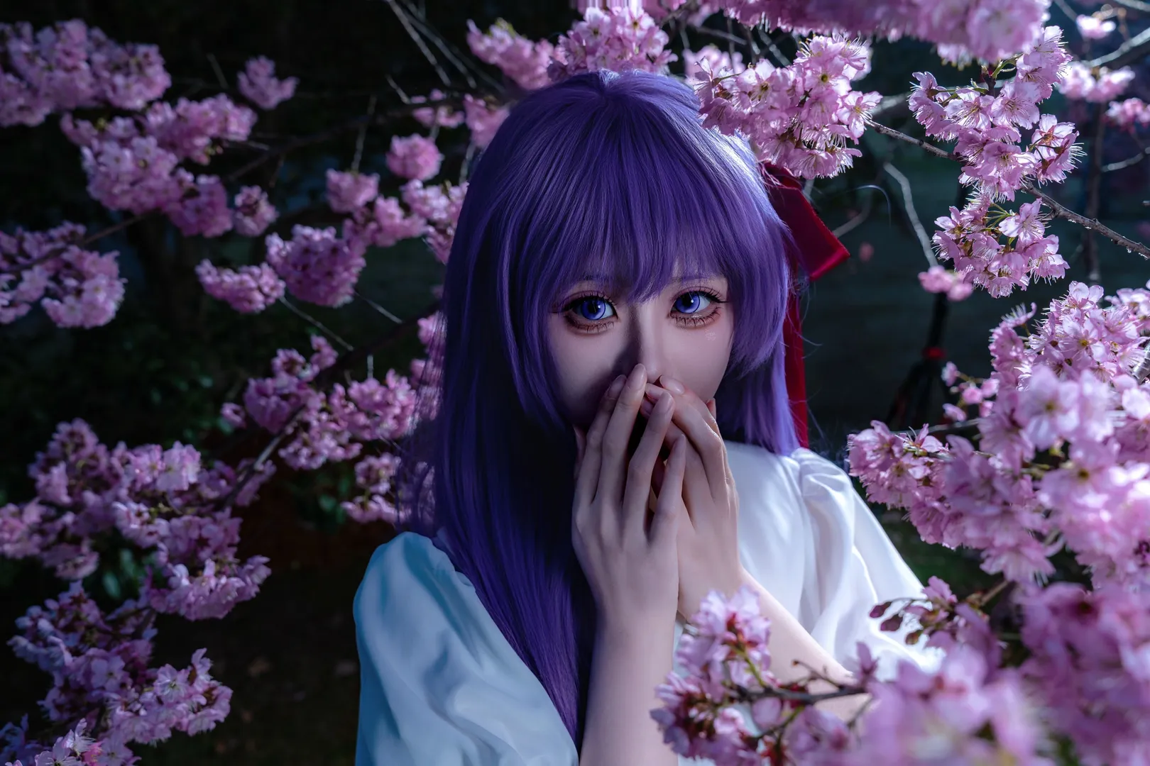 间桐樱cos, fate, fgo cosplay, 夜樱写真, 透明伞氛围感 - 第1张