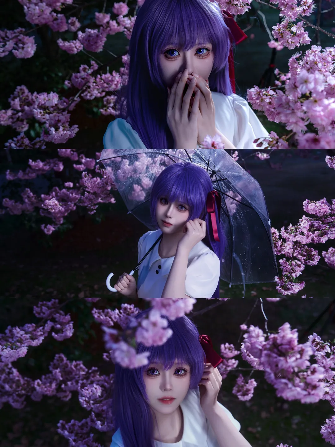 间桐樱cos, fate, fgo cosplay, 夜樱写真, 透明伞氛围感 - 第4张