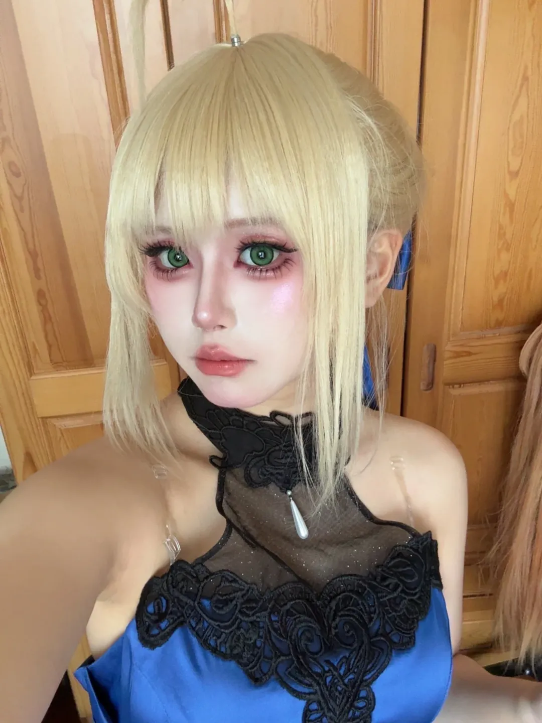 Fate, Saber cosplay, Cosplay makeup, Stocking outfit, Studio photoshoot share - Image 1