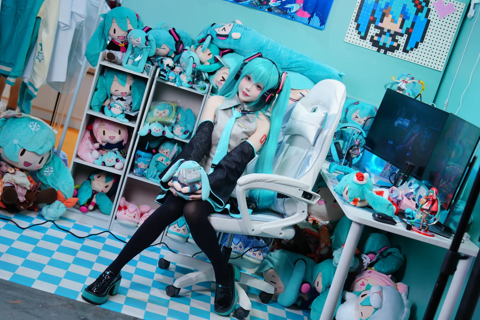 萤火虫漫展, 初音未来cos, VOCALOID, 黑丝连裤袜, 初音fufu - 第16张