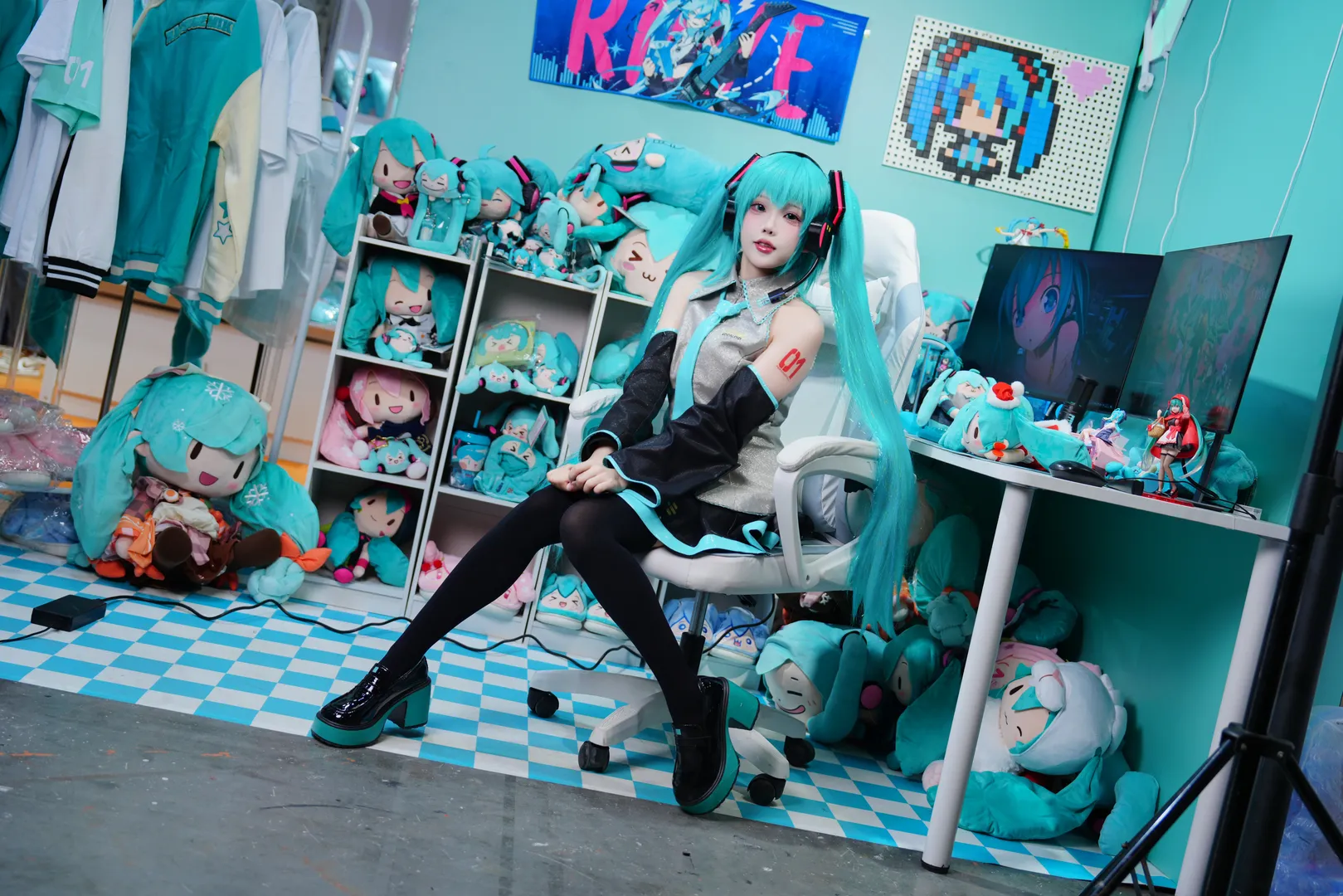 萤火虫漫展, 初音未来cos, VOCALOID, 黑丝连裤袜, 初音fufu - 第2张