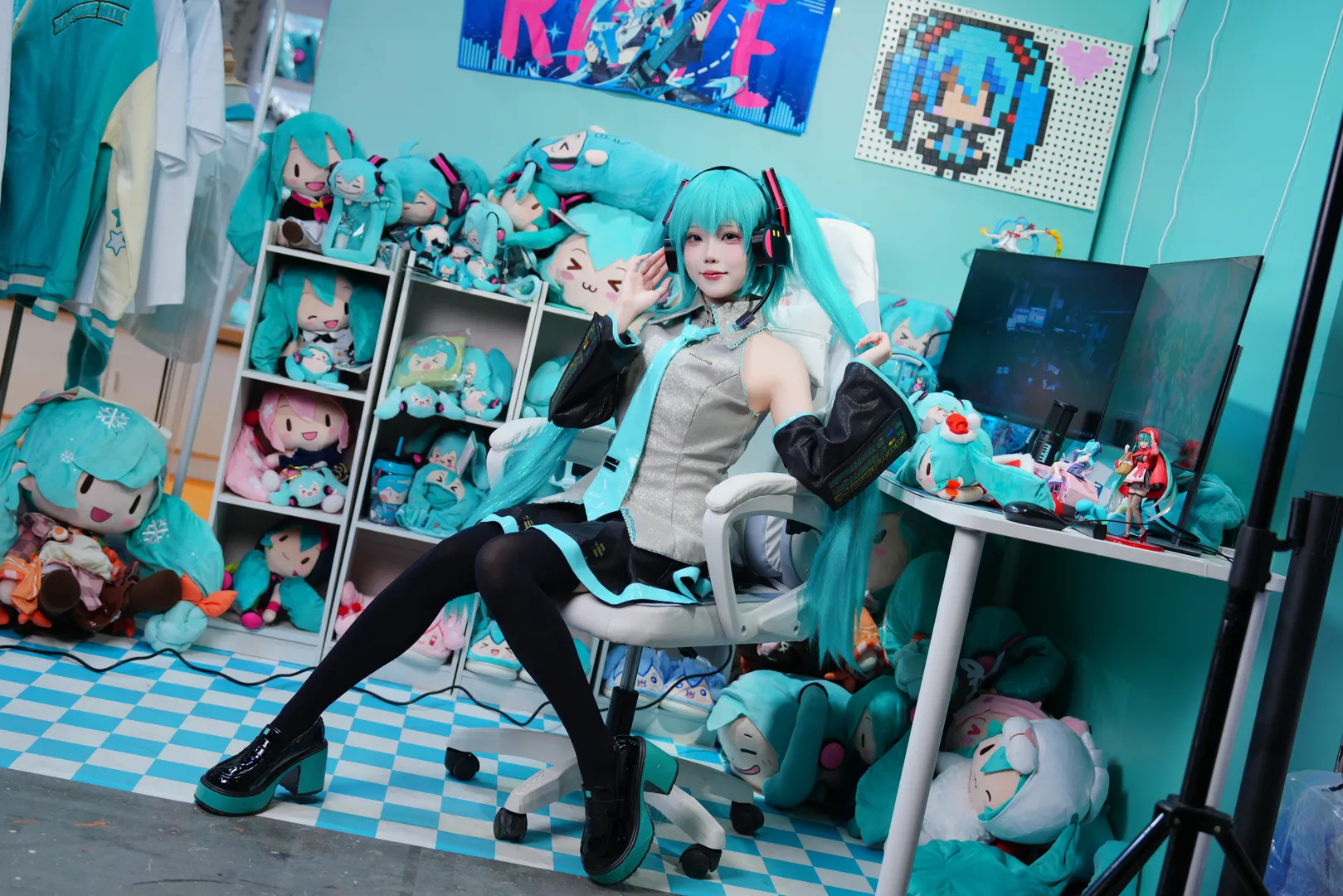 萤火虫漫展, 初音未来cos, VOCALOID, 黑丝连裤袜, 初音fufu - 第4张