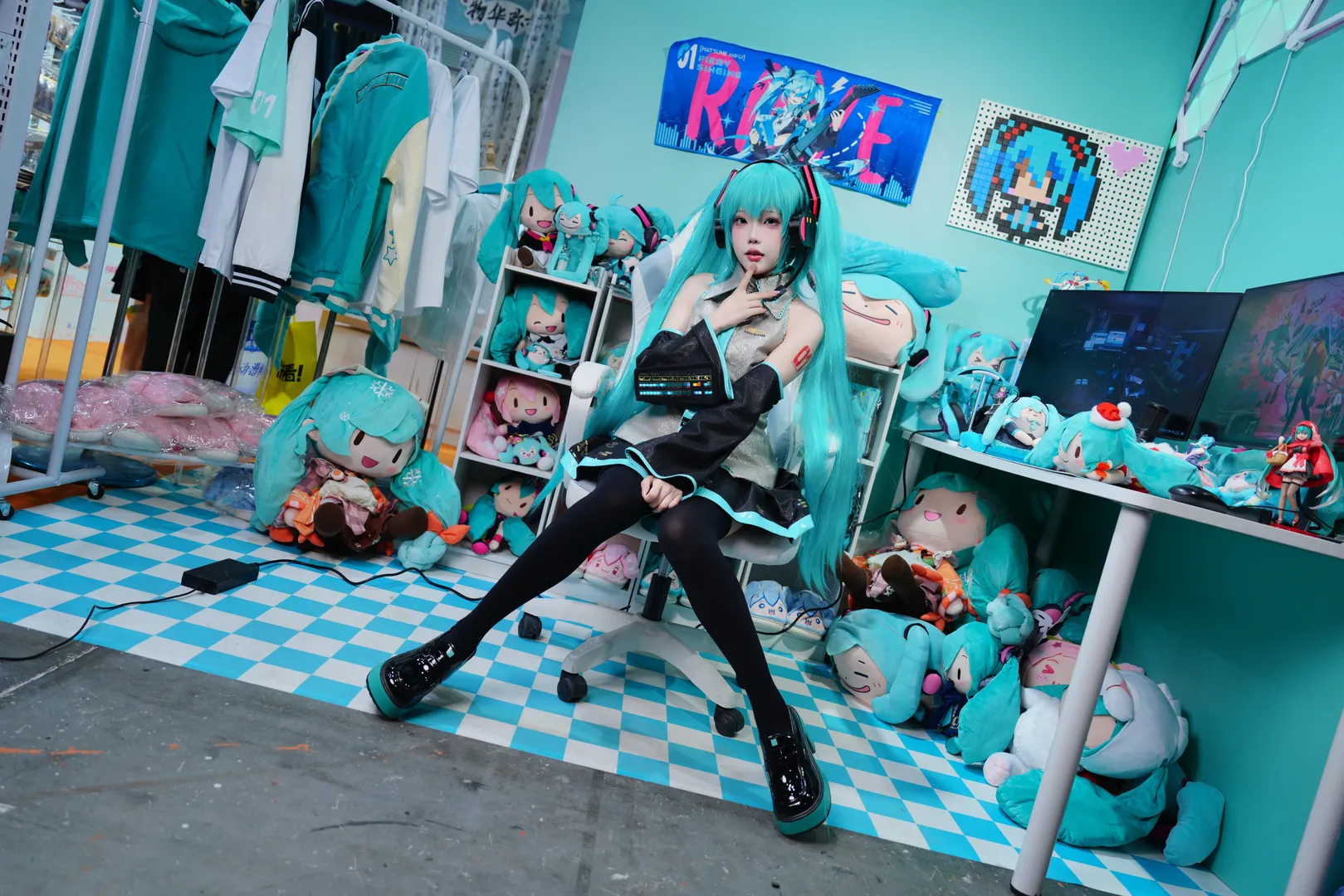 萤火虫漫展, 初音未来cos, VOCALOID, 黑丝连裤袜, 初音fufu - 第6张
