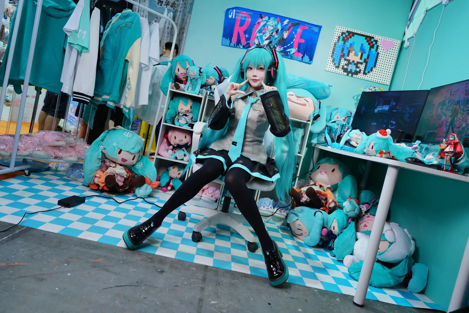 萤火虫漫展, 初音未来cos, VOCALOID, 黑丝连裤袜, 初音fufu - 第7张