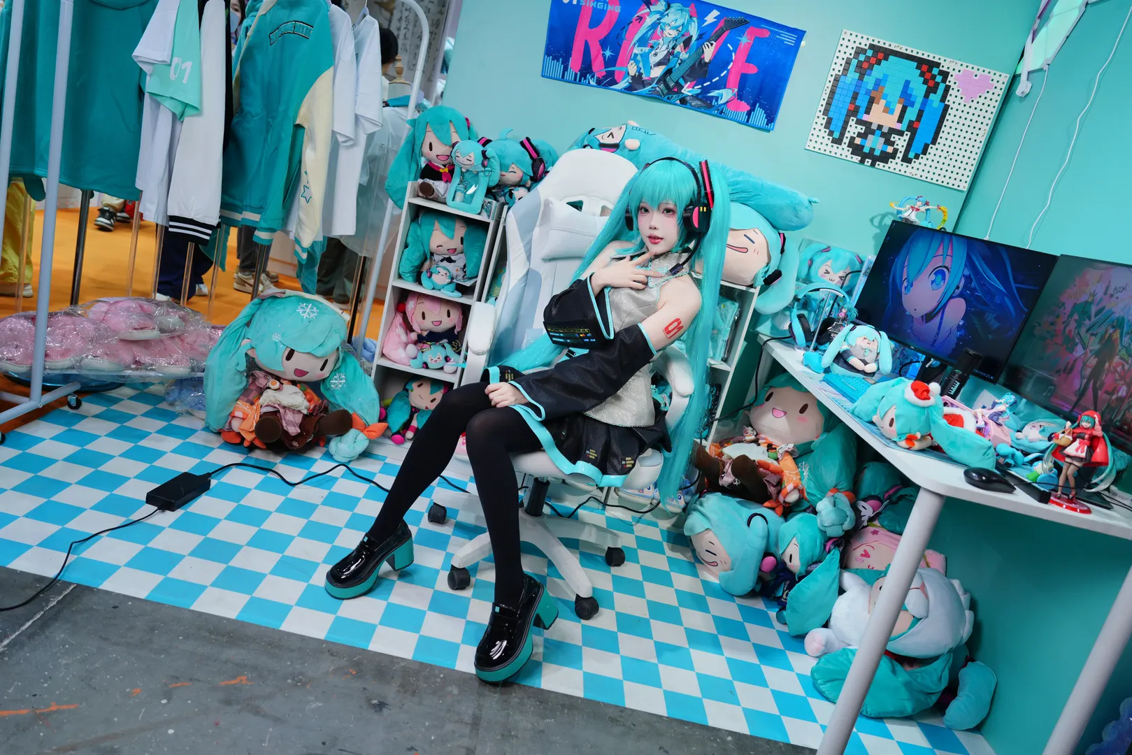 萤火虫漫展, 初音未来cos, VOCALOID, 黑丝连裤袜, 初音fufu - 第8张