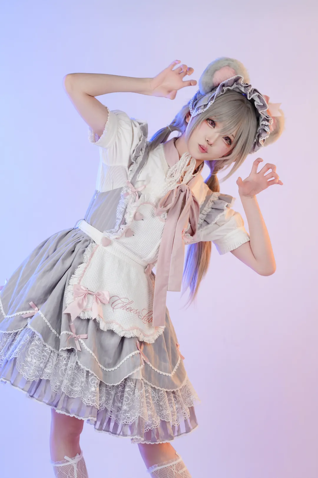 二次元摄影, 漫展返图, 兽耳女仆, Lolita cosplay, 白色蕾丝袜