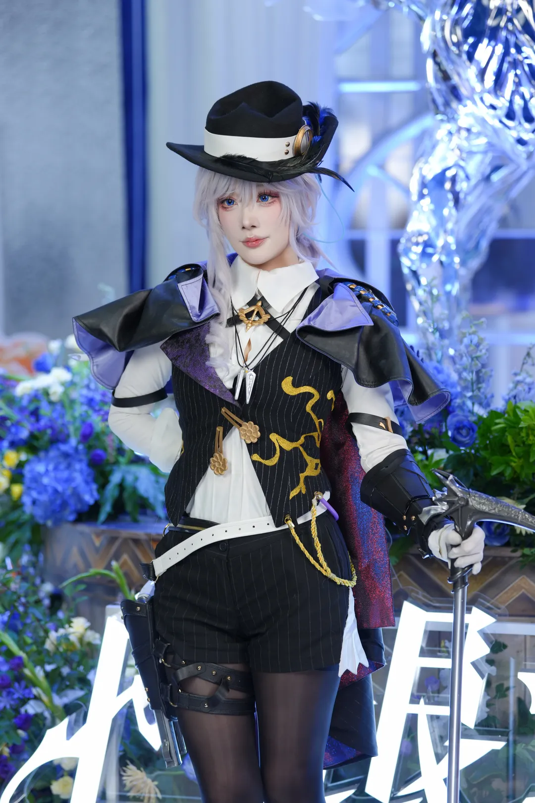 ホタルACGエキスポ, 白銀の城, 白銀の城の探偵コスプレ, 探偵風コスプレ, 黒ストッキングコーデコスプレ - 8枚目