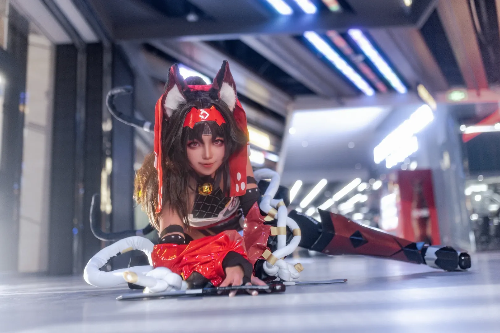 Cyberpunk, Cosplay photography, Zenless Zone Zero Cosplay, Black tights outfit, Kemonomimi girl