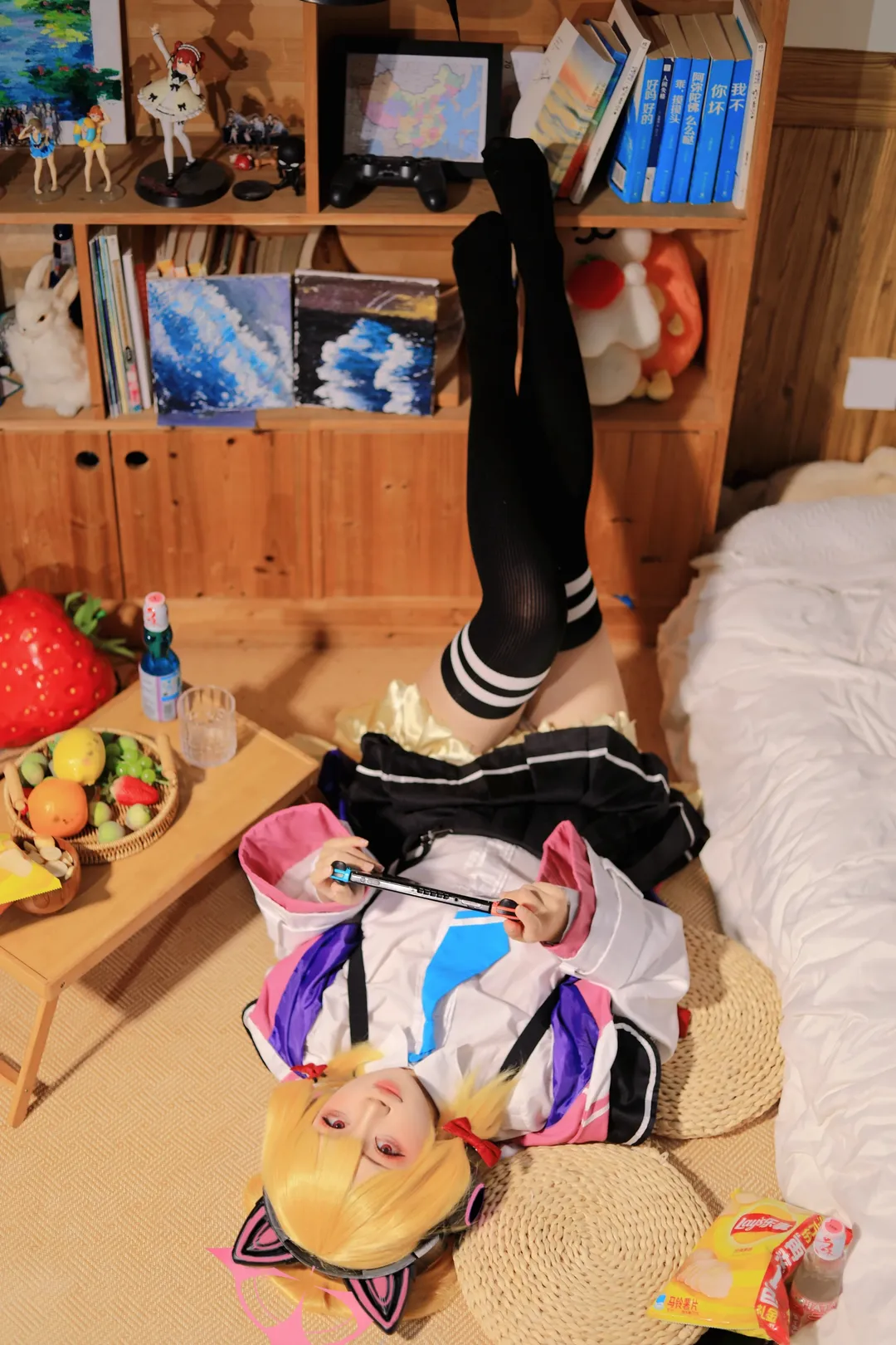 二次元, cosplay, 蔚蓝档案, 黑丝过膝袜, 才羽桃cos - 第1张
