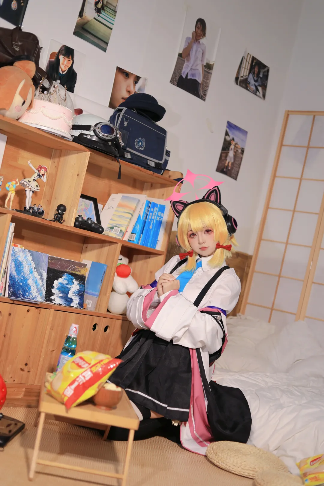 二次元, cosplay, 蔚蓝档案, 黑丝过膝袜, 才羽桃cos - 第2张