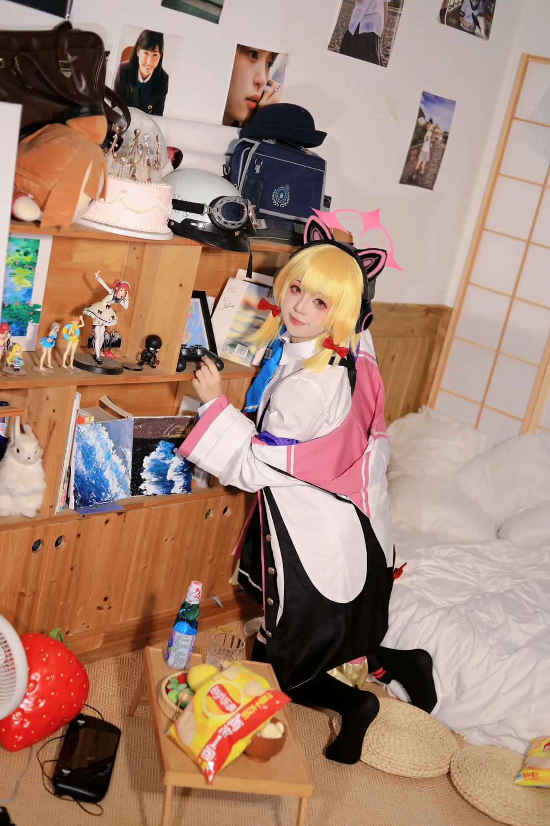 二次元, cosplay, 蔚蓝档案, 黑丝过膝袜, 才羽桃cos - 第3张