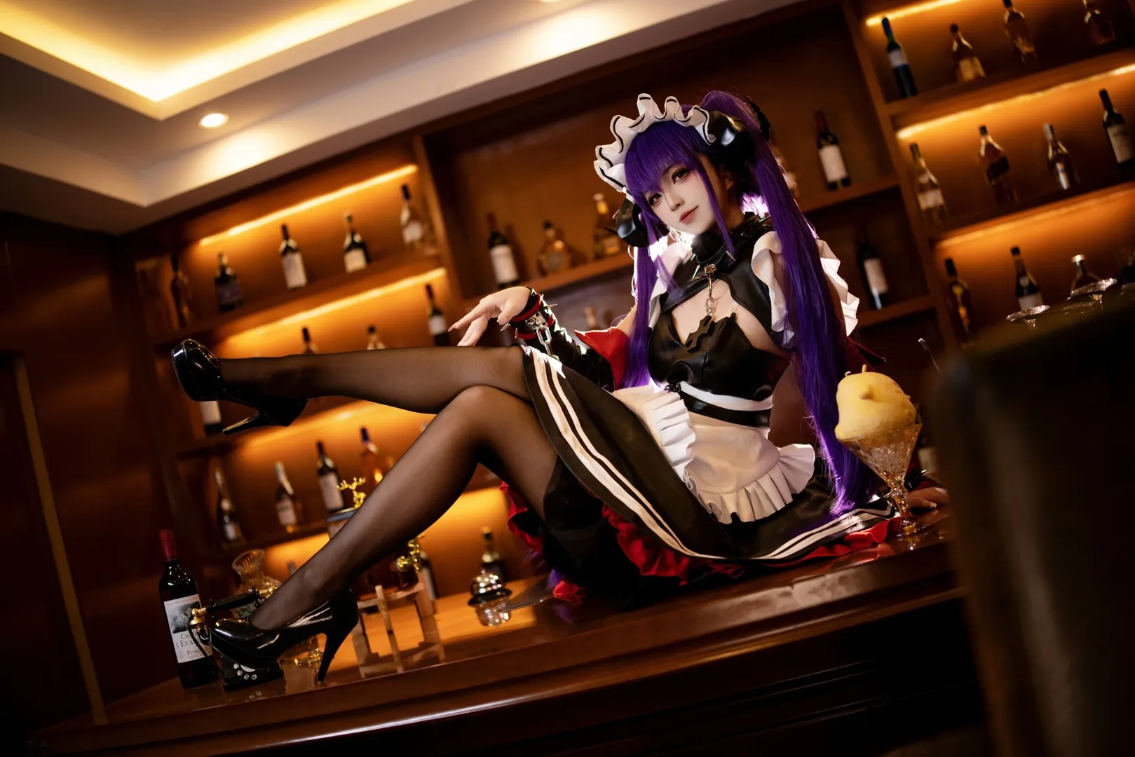 碧藍航線, cosplay攝影, 黑絲穿搭, 女僕裝cosplay, 菲利克斯舒爾茨cos - 第1張