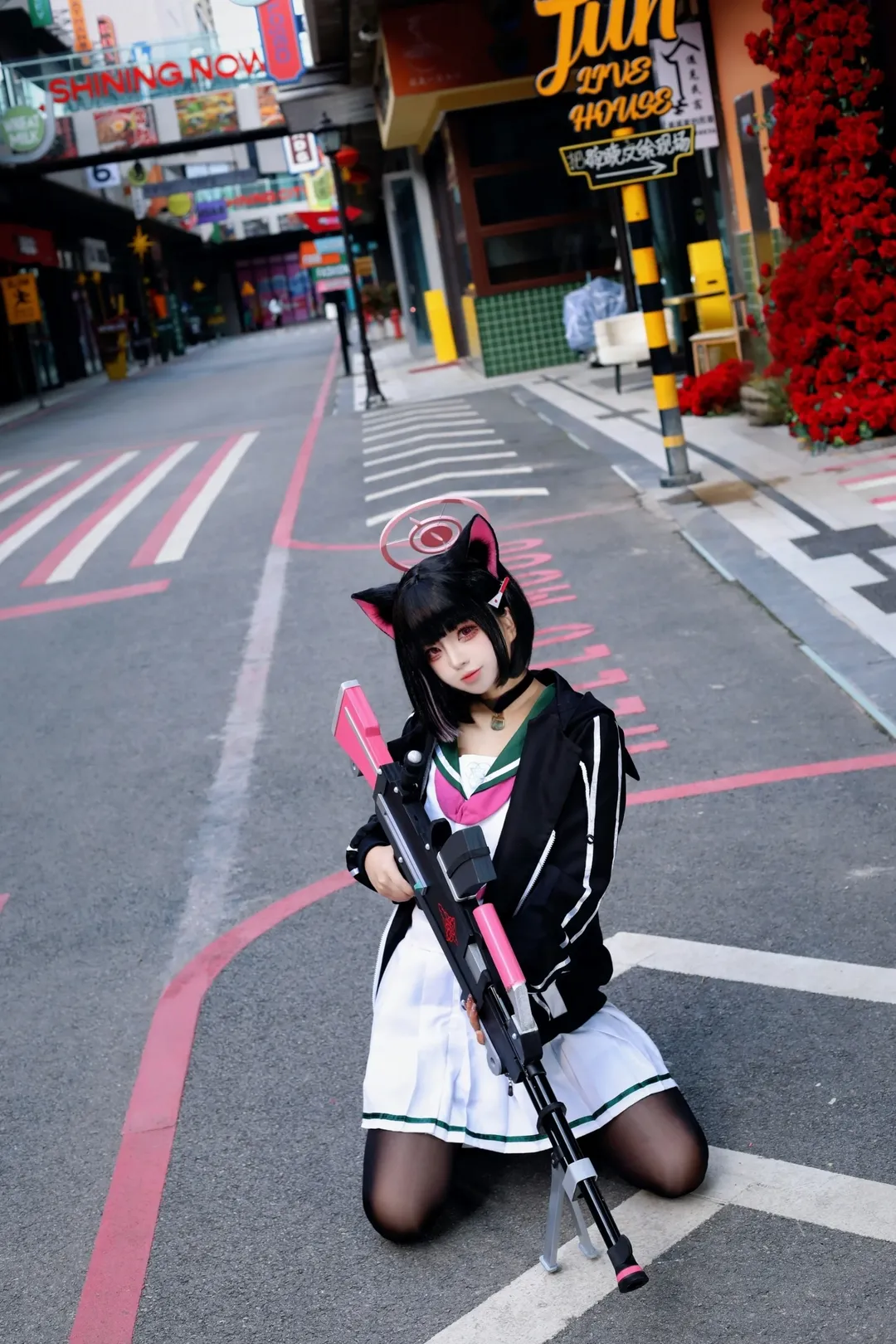 蔚蓝档案, 二次元cosplay, 杏山和纱cos, 街头摄影, 黑丝外景 - 第2张