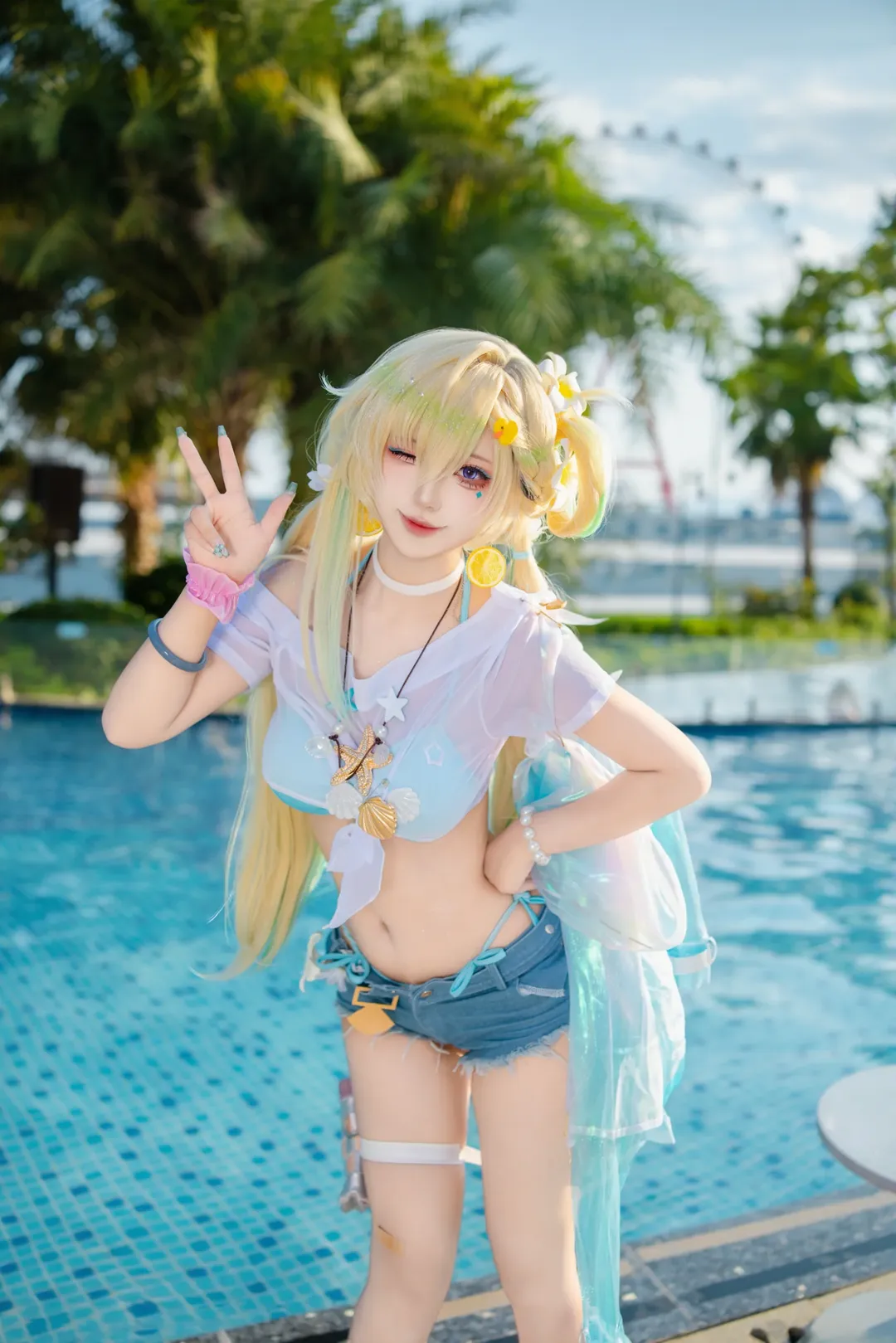 琳奈cos, 泳池写真, 琳奈泳装, 琳奈薄荷糖, 辣妹学姐