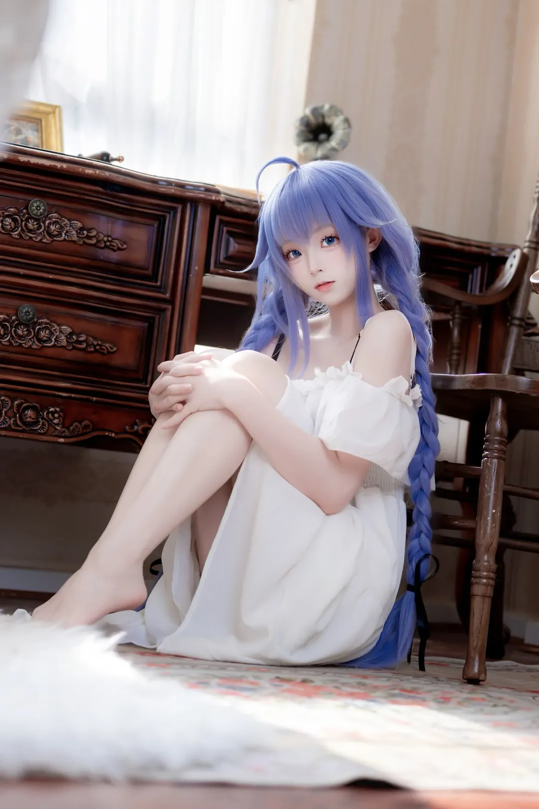 精靈耳cos, 洛琪希cos, 無職轉生, 二次元甜妹, 白裙少女