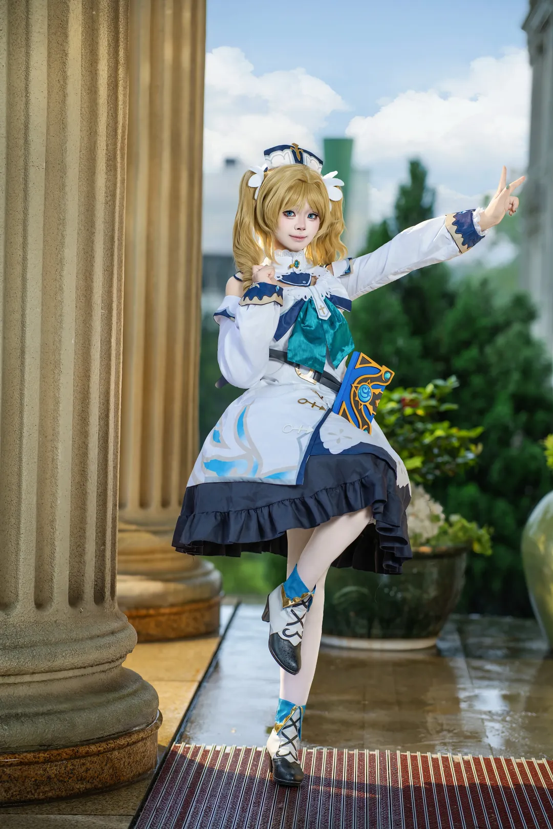 原神, 芭芭拉cos, 户外摄影, 蒙德cos, 白丝少女