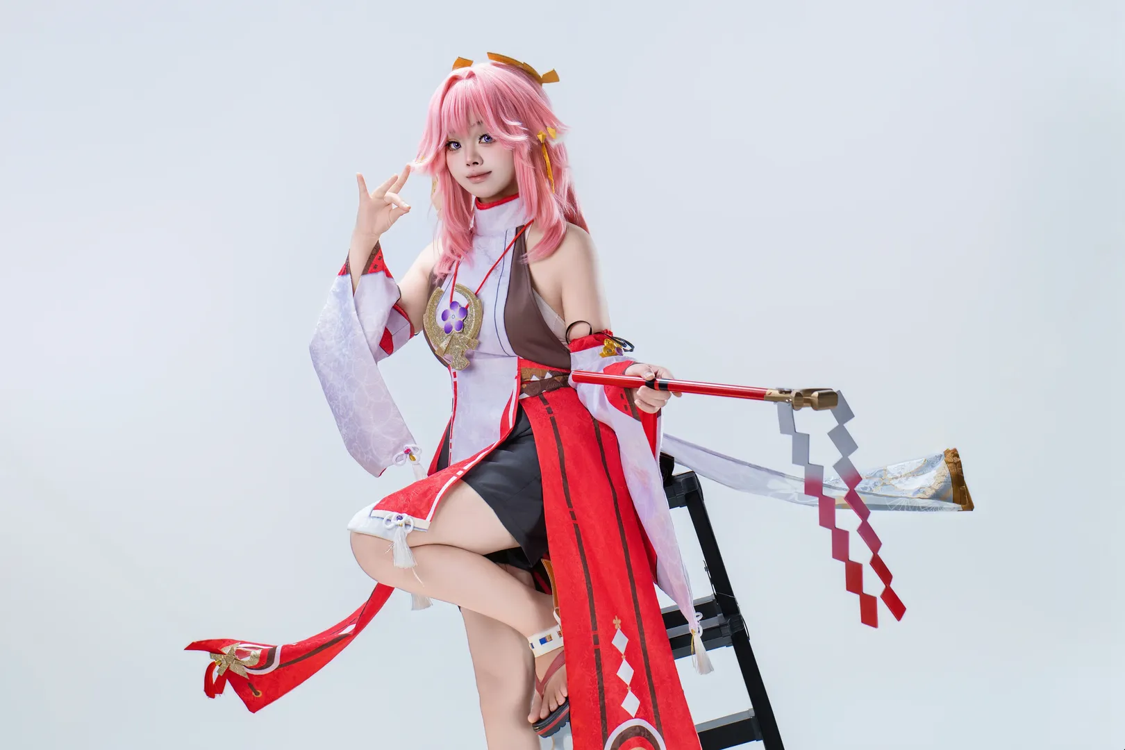 原神, 棚拍, 八重神子cos, cosplay摄影, 日系装扮 - 第4张