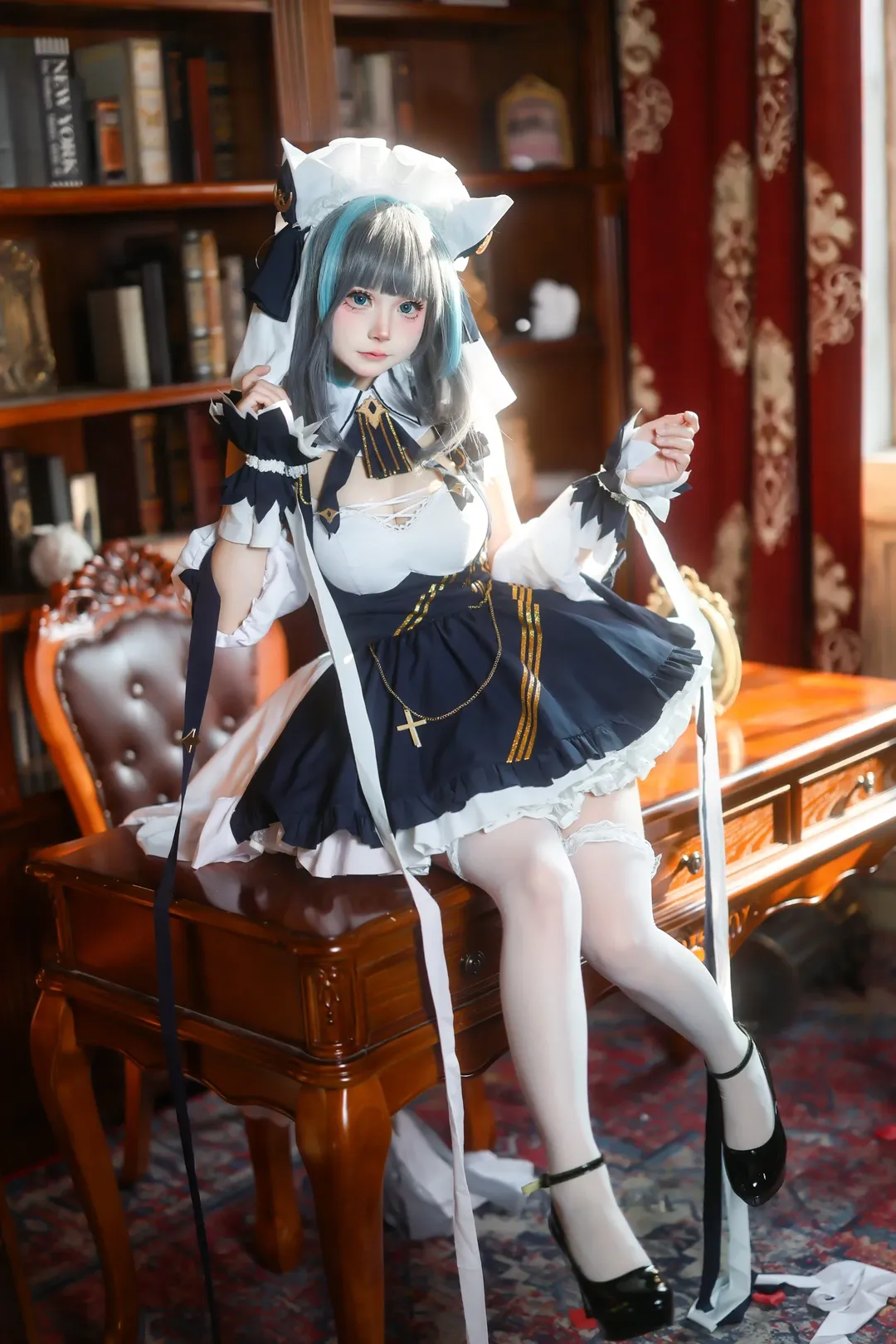 柴郡cos, 碧蓝航线, 女仆装, cosplay摄影, 白丝长袜