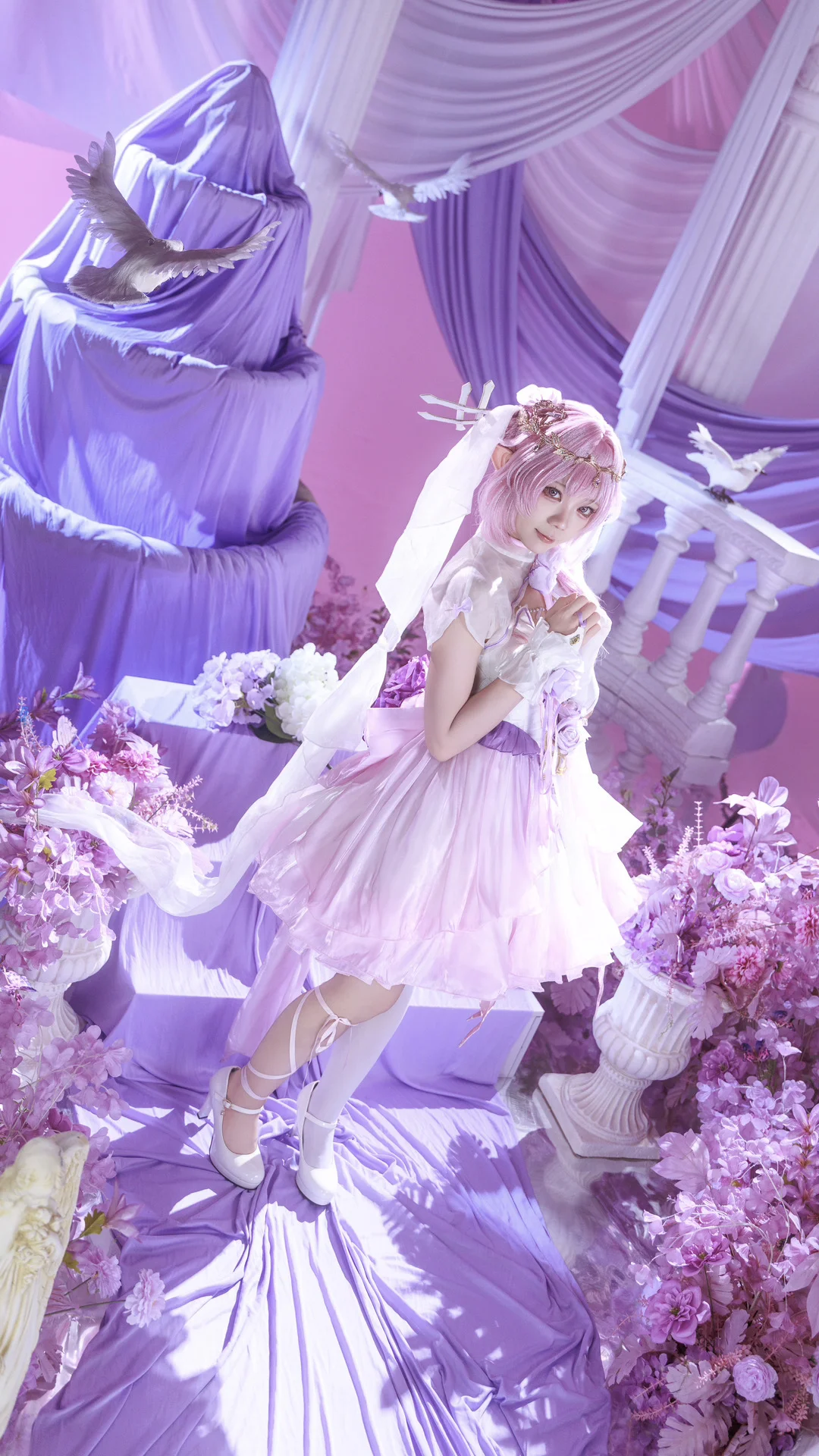 爱莉希雅cos, 崩坏3, 唯美写真, 二次元cosplay, 白丝袜