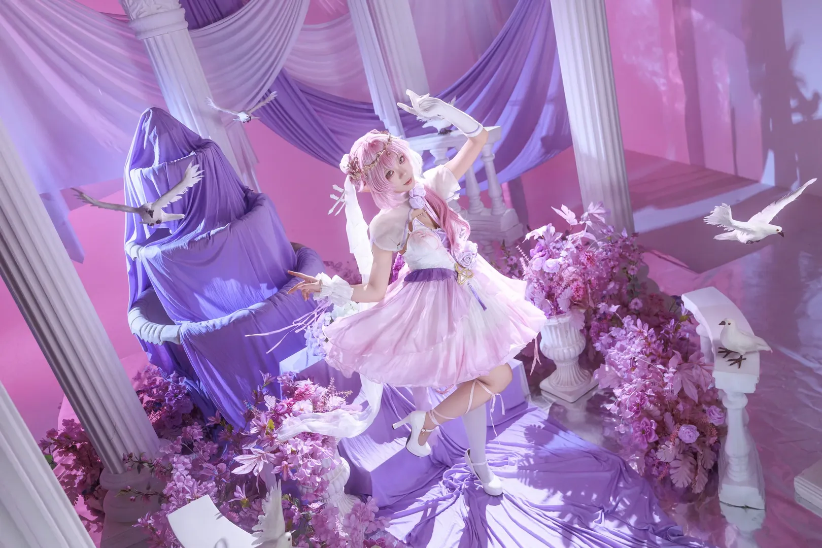 爱莉希雅cos, 崩坏3, cosplay, 白丝, 人之律者爱莉希雅 - 第3张