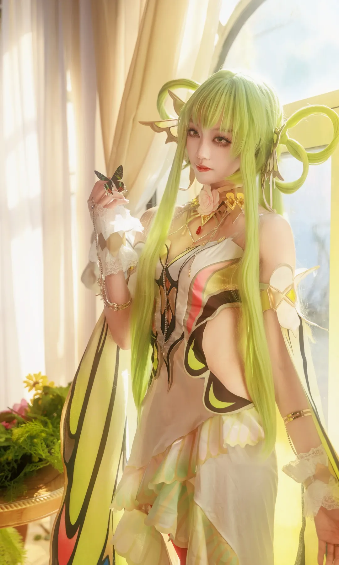 二次元cosplay, 反叛的鲁路修, C.C.cos, 红丝袜, 蝴蝶套 - 第3张