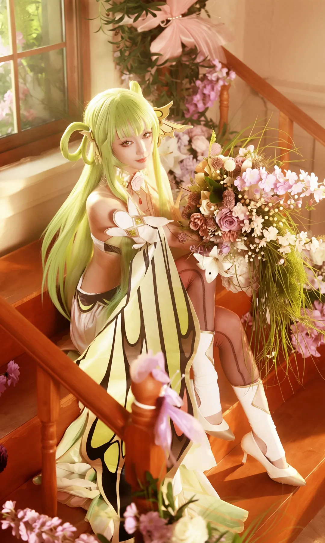 二次元cosplay, 反叛的鲁路修, C.C.cos, 红丝袜, 蝴蝶套 - 第4张