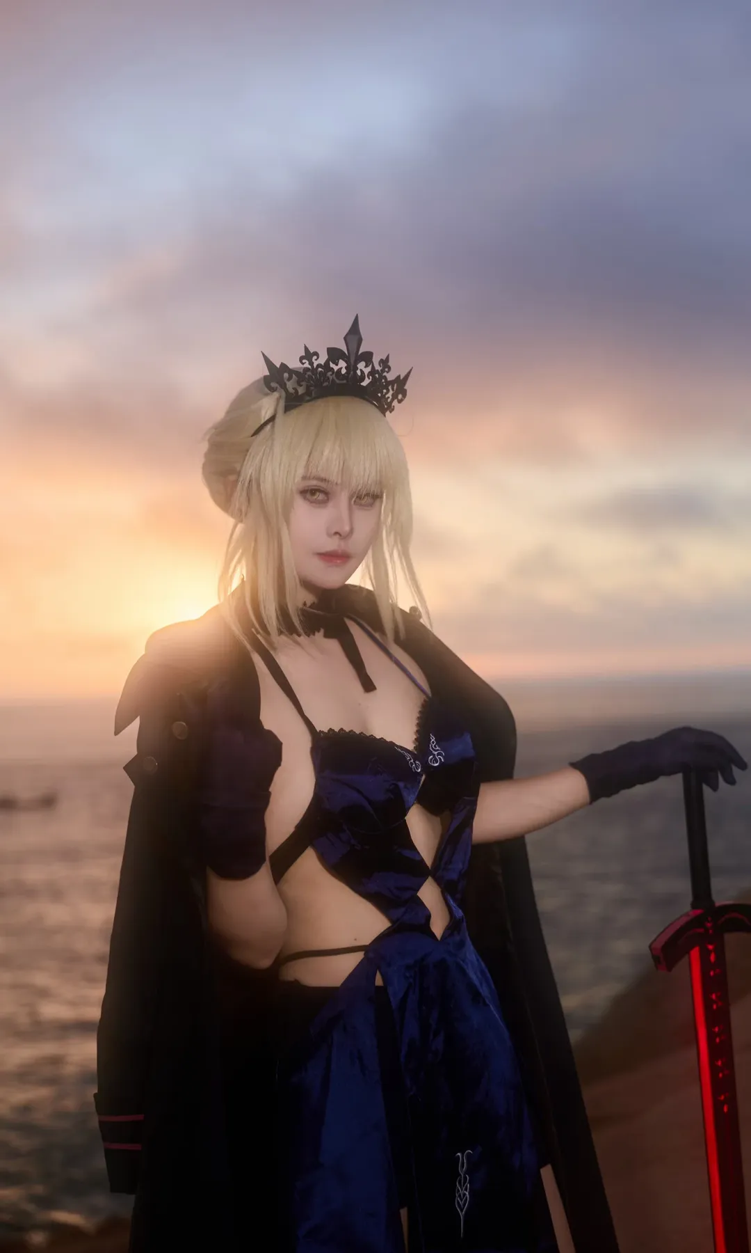 Fate/Grand Order, 黑呆cos, 黑丝cos, 水骑呆cos, 水着アルトリア〔オルタ〕cos