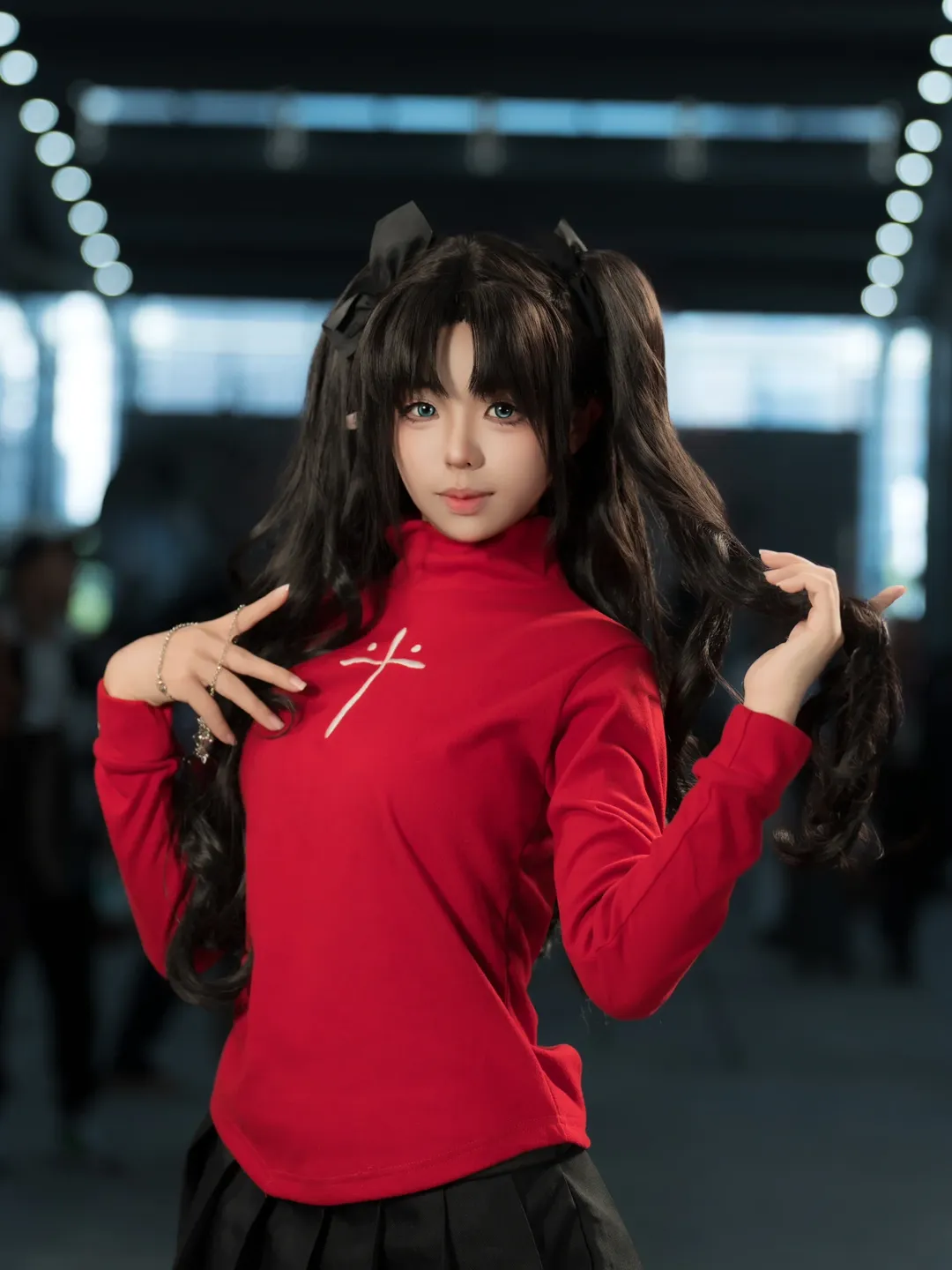 Fate/Grand Order, 漫展返图, 远坂凛cos, 红黑制服, 过膝丝袜 - 第7张