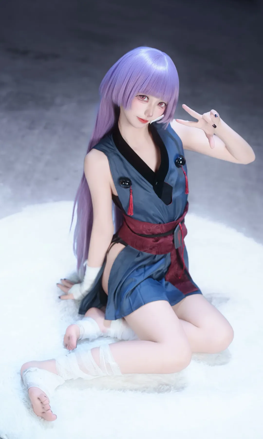 蔚蓝档案, 二次元cosplay, 箭吹棕榈cos, 绷带造型, 紫发红瞳 - 第1张